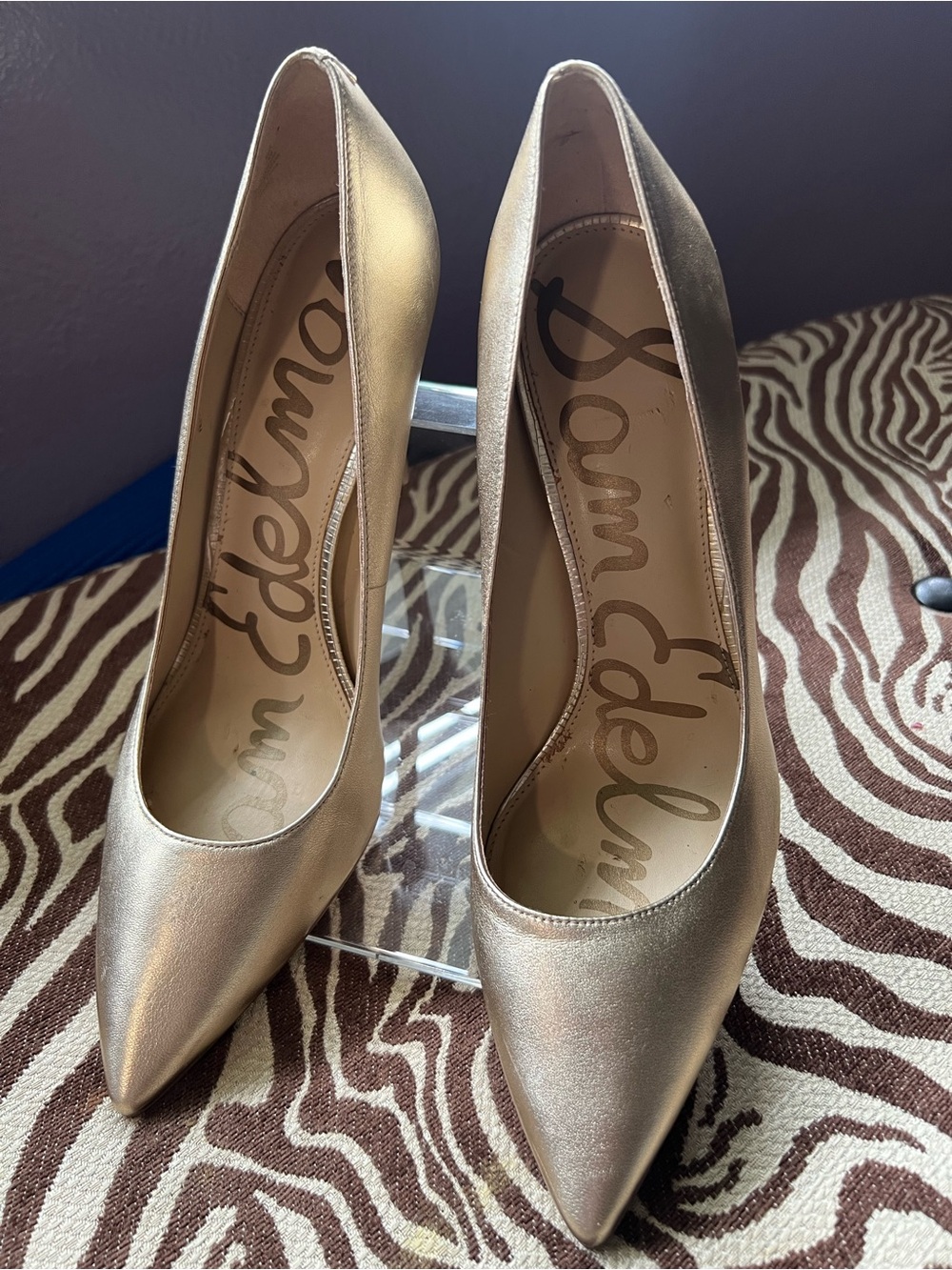 Sam Edelman Champagne Metallic Pointed-Toe Pumps